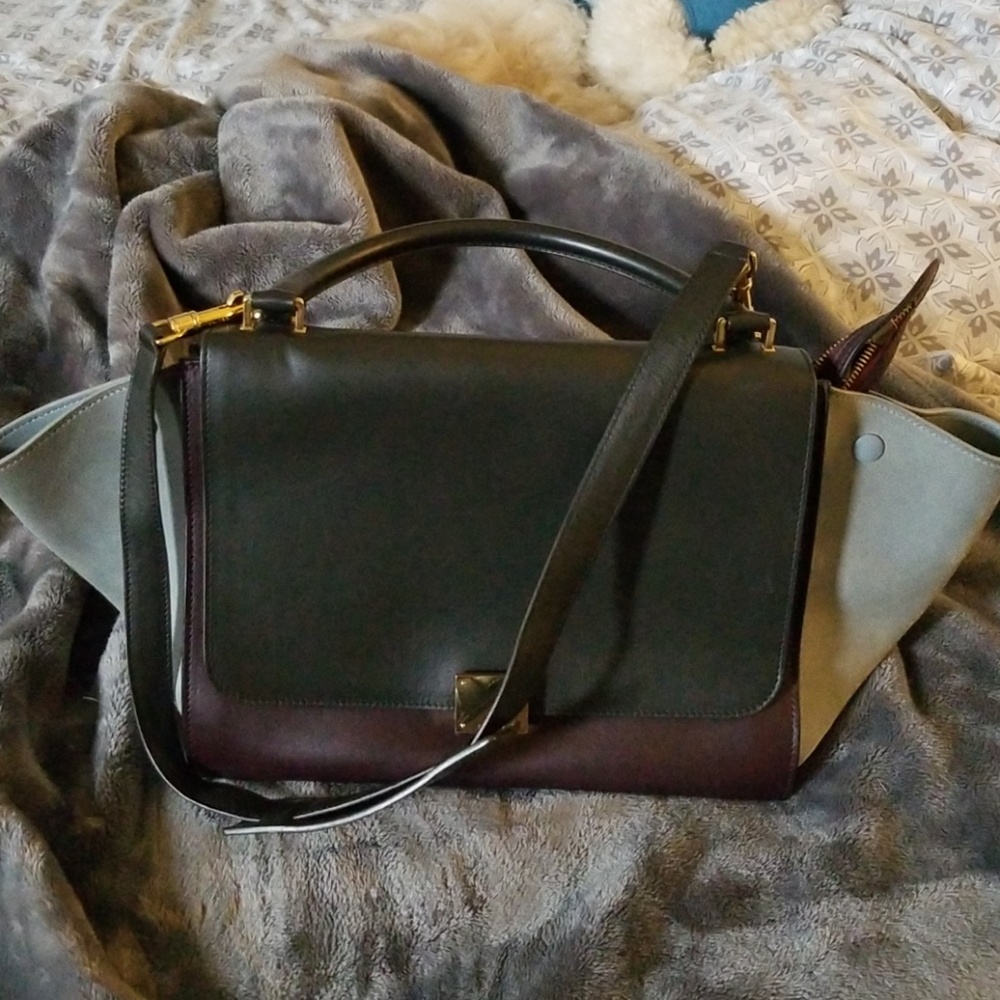 Celine trapeze brown gray and maroon